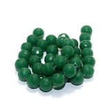 12mm Faceted Glass Round Beads Opaque Green