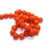 12mm Faceted Glass Round Beads Orange