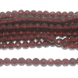 10mm Faceted Glass Round Beads Trans Dark Red