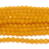 8mm Faceted Glass Round Beads Yellow
