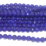 8mm Faceted Glass Round Beads Blue