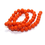 8mm Faceted Glass Round Beads Orange