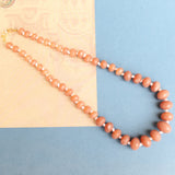 Graduated Peach Rondelle Faceted  Crystal Glass Necklace
