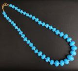 Graduated Turquoise Rondelle Faceted  Crystal Glass Necklace