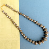 Graduated Grey Rondelle Faceted  Crystal Glass Necklace