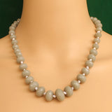 Graduated Grey Rondelle Faceted  Crystal Glass Necklace