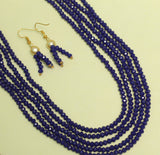 Crystal Beaded Multilayer Blue Necklace Set