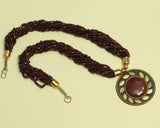 Seed Beads Necklace Maroon With Tibetan Pendant