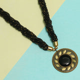 Seed Beads Necklace Black With Tibetan Pendant