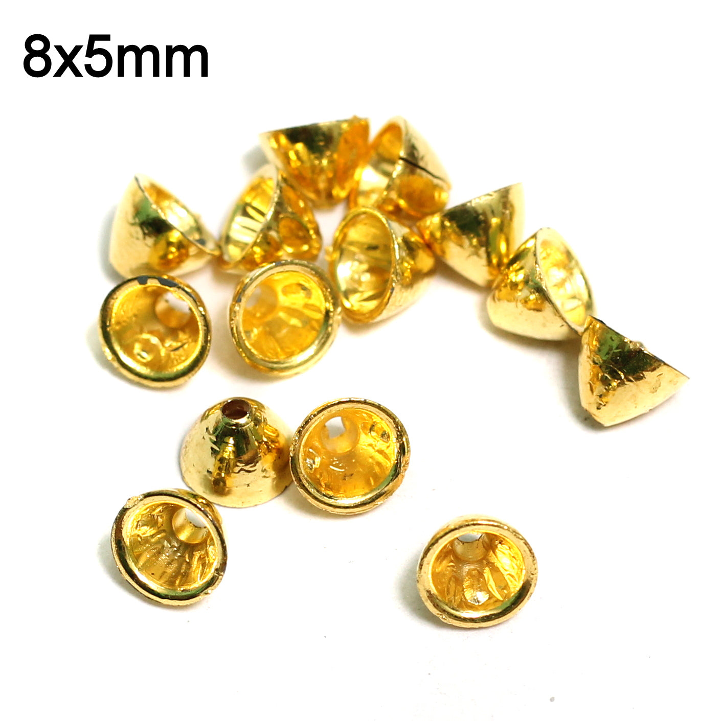 340 Pcs, 7 Sizes Acrylic Bead Caps Golden