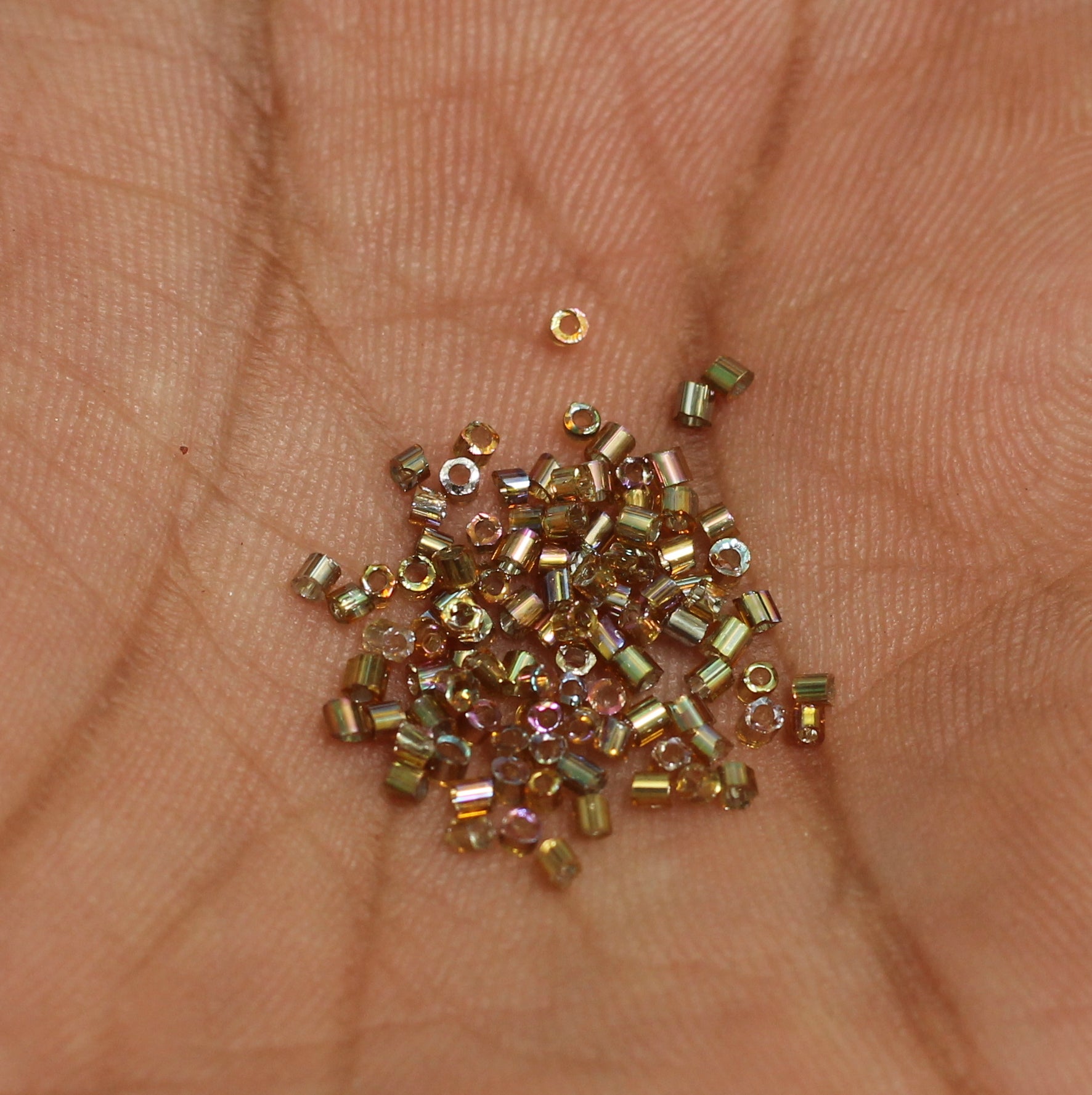 2800+Pcs, 13/0 Brown Rainbow 2 Cut Silver Line Glass Seed Beads