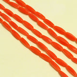 5 Strings Glass Twisty Oval Beads Orange 17x5 mm