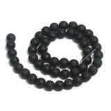 1 String, 8mm Black Lava Round Beads