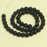 1 String, 8mm Black Lava Round Beads