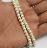 6mm White Round Shell Pearl Beads 1 String