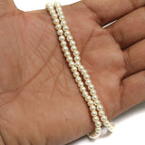 4mm White Round Shell Pearl Beads 1 String
