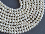 1 String, 3mm Acrylic Japanese Pearls Beads White