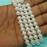 1 String, 8mm Acrylic Japanese Pearls Beads White