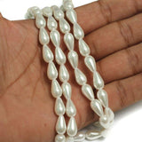 1 String, 12x7mm White Japanese Drop Acrylic Pearls Beads