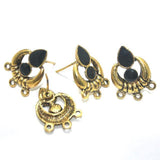 4 Pcs, 18x19mm German Silver Meenakari Earrings Components Black