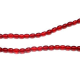 5 Strings Glass Oval Beads Red 4x6 mm