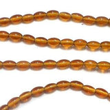 5 Strings Glass Oval Beads Brown 6x4 mm