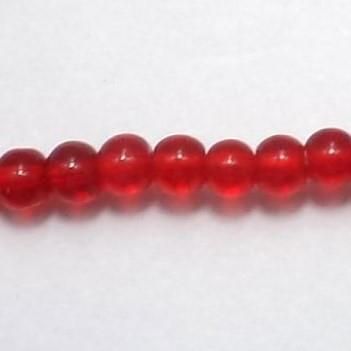 5 Strings Glass Round Beads Red 4 mm
