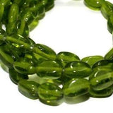 1 String Glass Beads Tumble Green 10x6mm