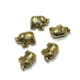 20 Pcs German Silver Golden Elephant Beads 11x9mm