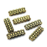 10 Pcs, 22x7mm German Silver Spacer Beads Five Hole Golden