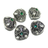 5 Pcs, 22mm German Silver  Designer Stone Beads