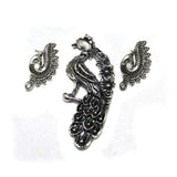 1 Set, German Silver Peacock Pendant with Earrings