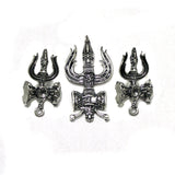 1 Set, German Silver Lord Shiva Trishul Pendant with Earrings Set