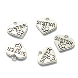 10 Pcs German Silver Double Sided Heart Charms 17mm