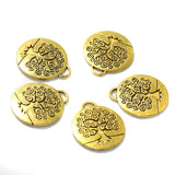 10 Pcs German Silver Tree of Life Charms Golden 23mm