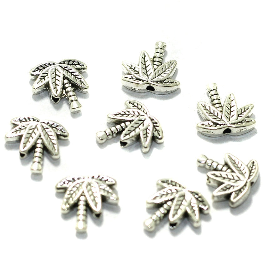 10 Pcs German Silver Leaf Spacer Charms 13mm