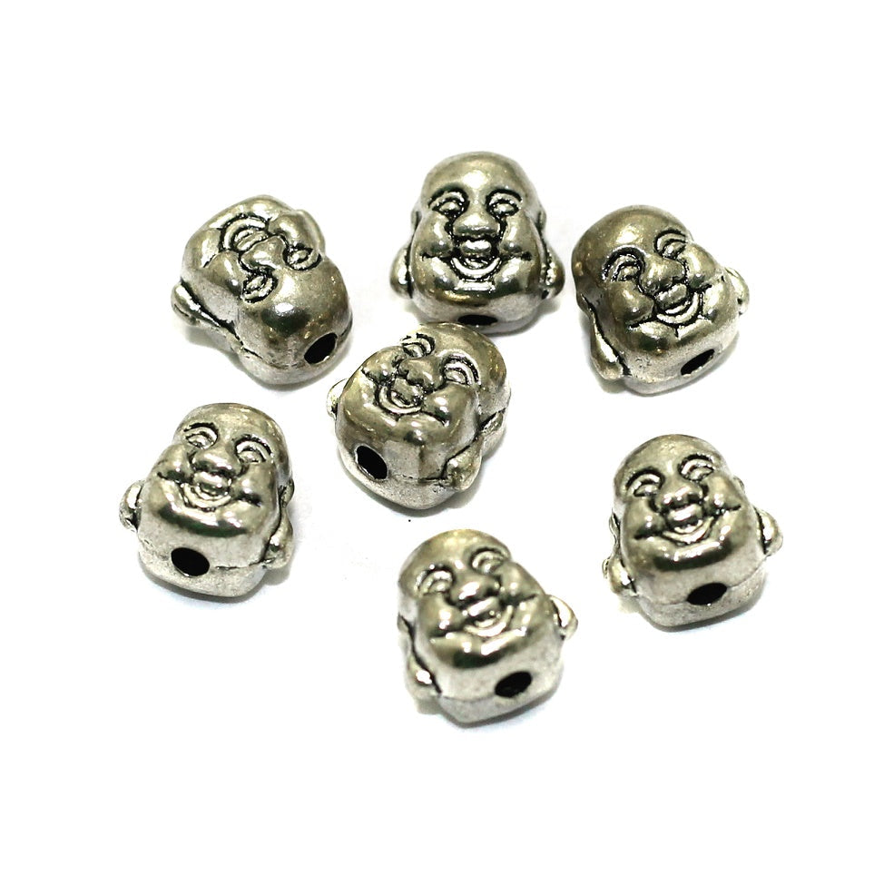 20 Pcs, 10mm German Silver Laughing Buddha Beads