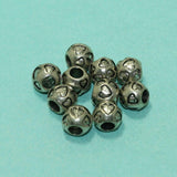 20 Pcs, 9x8mm German Silver Big Hole Spacer Round Beads
