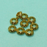 20 Pcs, 4x10mm German Silver Big Hole Spacer Round Beads Golden