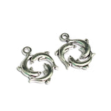 10 Pcs, 20mm German Silver Dolphin Charms