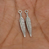 10 Pcs, 28mm German Silver Leaf Charms