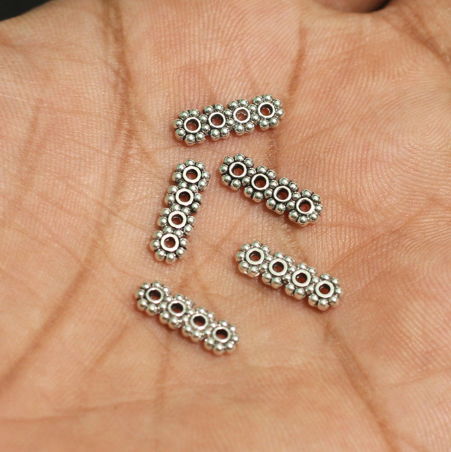 thumbnail image 2 of 100 Silver Tibetan Style Spacer Beads – Mixed Shapes, 4-4.9mm, Metal, For Jewellery Making 2 of 5