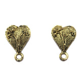 5 Pair German Silver Heart Earring Component Golden 13x12mm
