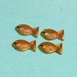 50 Pcs. German Siver Fish Charms Golden 14x7mm