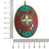 1 Pc Tibetan Pendant Multicolor 2.75 Inch