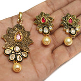 Kundan Pendant With Earring Set