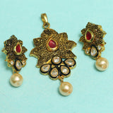 Kundan Pendant With Earring Set