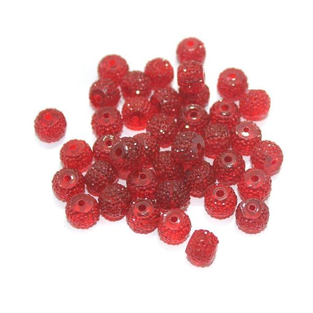 100 Pcs Acrylic Sugar Beads 7x8mm Red