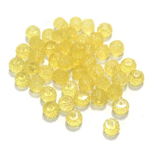 100 Pcs, 8x7mm Yeilow Acrylic Sugar Beads