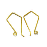 2 Pairs Brass Earring Hooks Golden